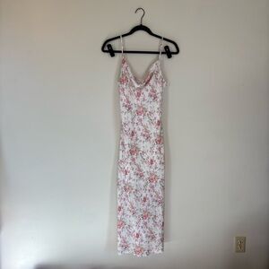 Altar'd State Pink and White Floral Midi Dress